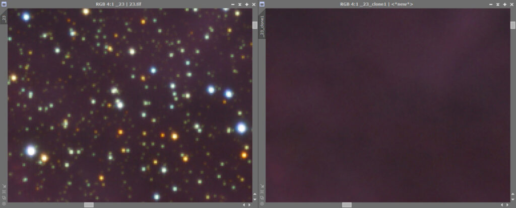 Same tight-star region after using 2× upsampling.