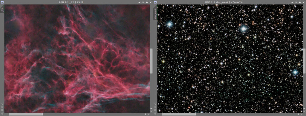 Color version of the Veil Nebula example used for StarNet processing.