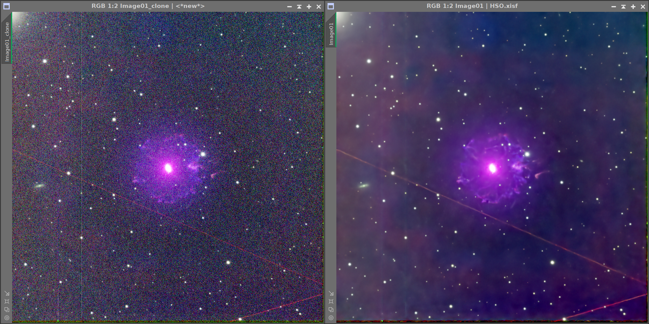 DeepSNR output rendered correctly after enabling 24-bit LUT in PixInsight.